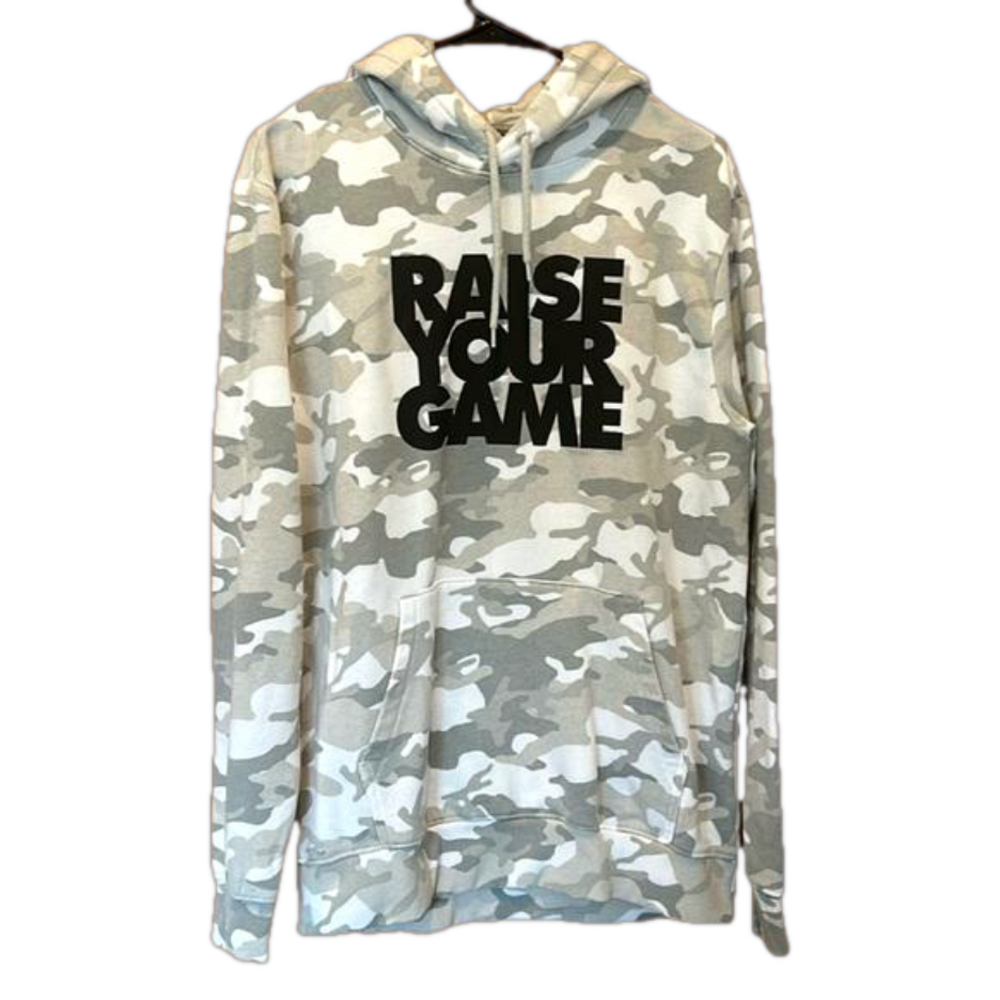 H&M Raise Your Game Grey Camo Printed Hoodie Sweatshirt Size Medium